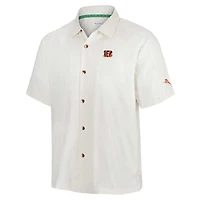 Men's Tommy Bahama White Cincinnati Bengals Coconut Matchup Camp Button-Up Shirt