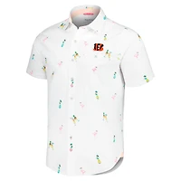 Chemise boutonnée Tommy Bahama blanche Cincinnati Bengals Nova Wave Flocktail pour hommes