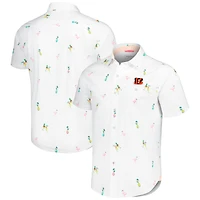 Chemise boutonnée Tommy Bahama blanche Cincinnati Bengals Nova Wave Flocktail pour hommes