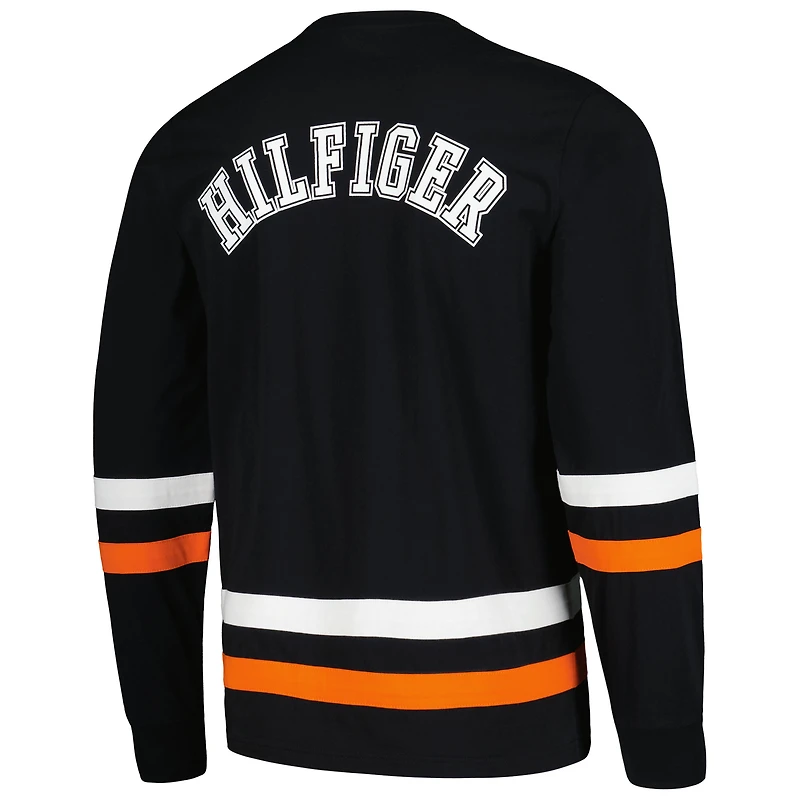 T-shirt à manches longues Tommy Hilfiger noir/orange Cincinnati Bengals Nolan pour hommes