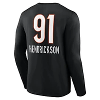 Men's Trey Hendrickson Black Cincinnati Bengals Team Wordmark Name & Number Long Sleeve T-Shirt