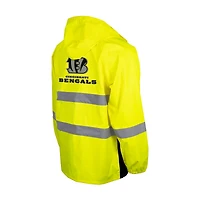 Men's Yellow Cincinnati Bengals Hi-Vis Safety Waterproof Rainshell Full-Zip Hooded Jacket