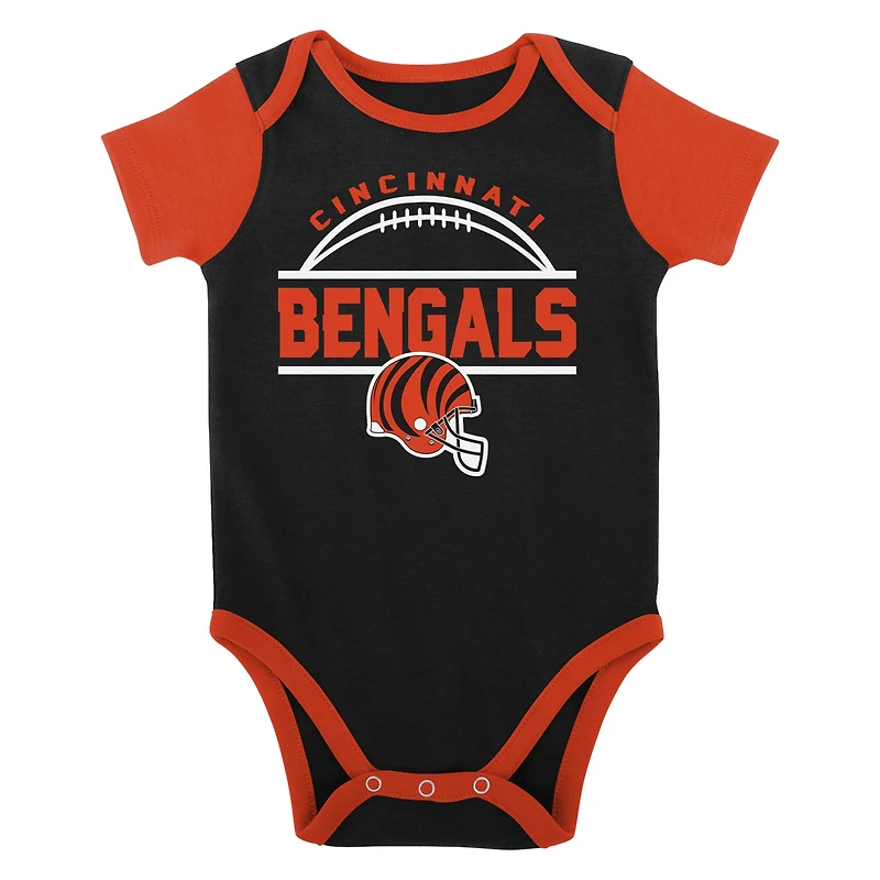 Newborn & Infant Black/Orange Cincinnati Bengals Home Field Advantage Three-Piece Bodysuit, Bib Booties Set