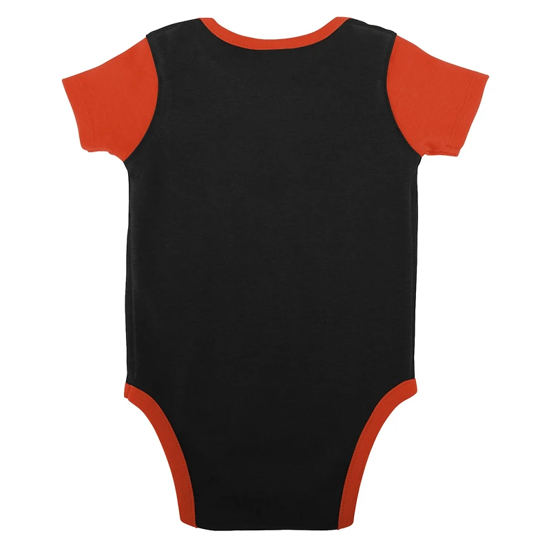 Newborn & Infant Black/Orange Cincinnati Bengals Home Field Advantage Three-Piece Bodysuit, Bib Booties Set
