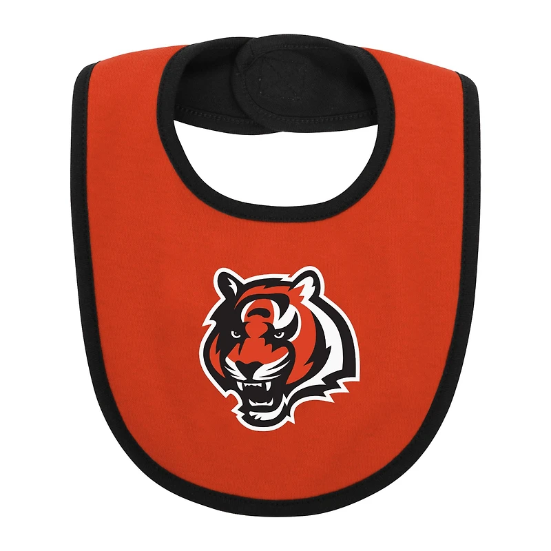 Newborn & Infant Black/Orange Cincinnati Bengals Home Field Advantage Three-Piece Bodysuit, Bib Booties Set