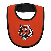 Newborn & Infant Black/Orange Cincinnati Bengals Home Field Advantage Three-Piece Bodysuit, Bib Booties Set