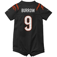 Maillot Nike Joe Burrow pour nouveau-né et nourrisson, barboteuse de jeu des Bengals Cincinnati, noir