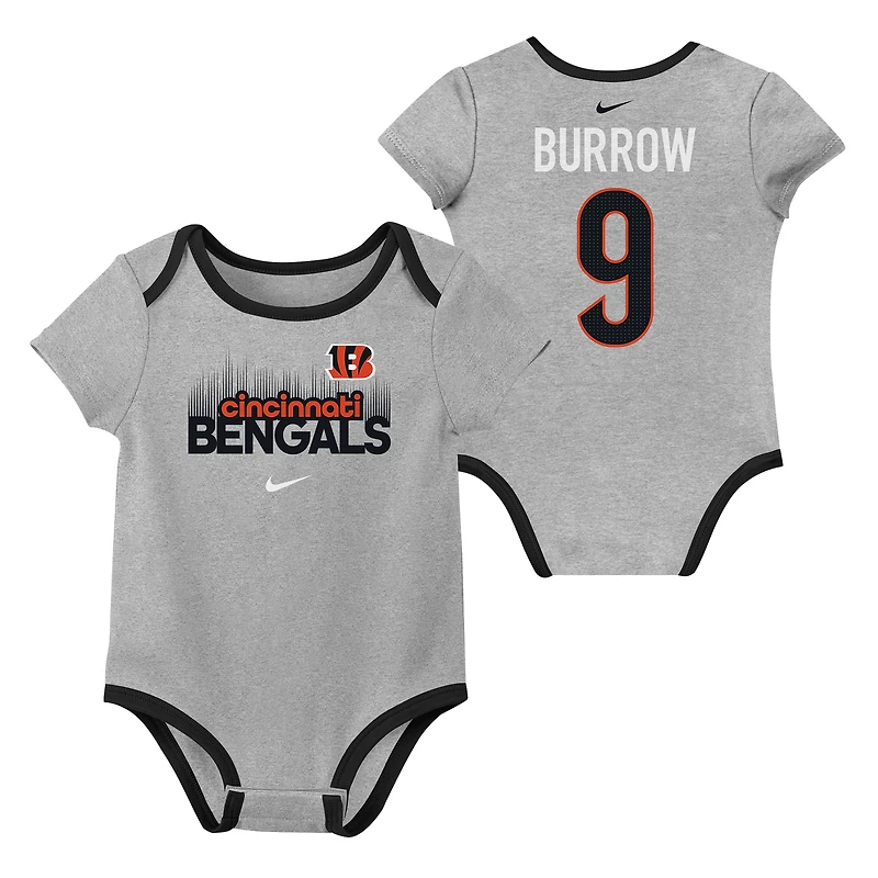 Ensemble de trois bodies pour nouveau-né et bébé Nike Joe Burrow Cincinnati Bengals