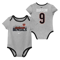 Ensemble de trois bodies pour nouveau-né et bébé Nike Joe Burrow Cincinnati Bengals