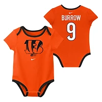 Ensemble de trois bodies pour nouveau-né et bébé Nike Joe Burrow Cincinnati Bengals