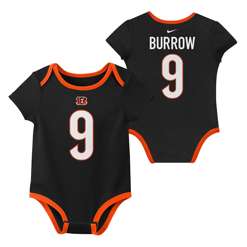 Ensemble de trois bodies pour nouveau-né et bébé Nike Joe Burrow Cincinnati Bengals