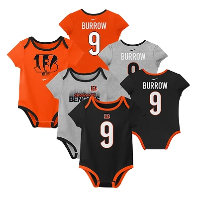 Ensemble de trois bodies pour nouveau-né et bébé Nike Joe Burrow Cincinnati Bengals