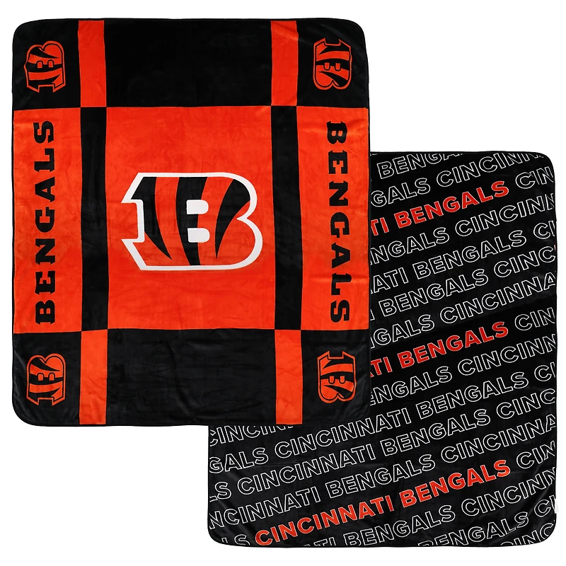 Couverture ultra confortable double face Pegasus Cincinnati Bengals 60" x 70" Reverse Block