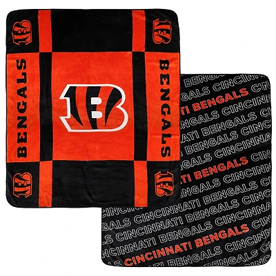 Couverture ultra confortable double face Pegasus Cincinnati Bengals 60" x 70" Reverse Block