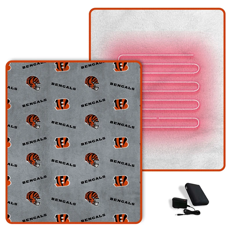 Couverture chauffante Pegasus Cincinnati Bengals Scattered Logos 60" x 70"
