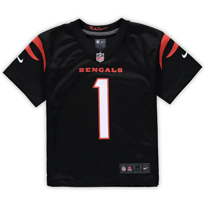 Maillot de match Nike Ja'Marr Chase pour enfants d'âge préscolaire, noir, des Bengals Cincinnati