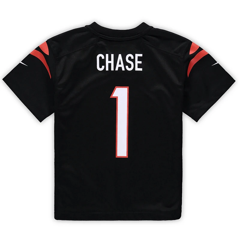 Maillot de match Nike Ja'Marr Chase pour enfants d'âge préscolaire, noir, des Bengals Cincinnati