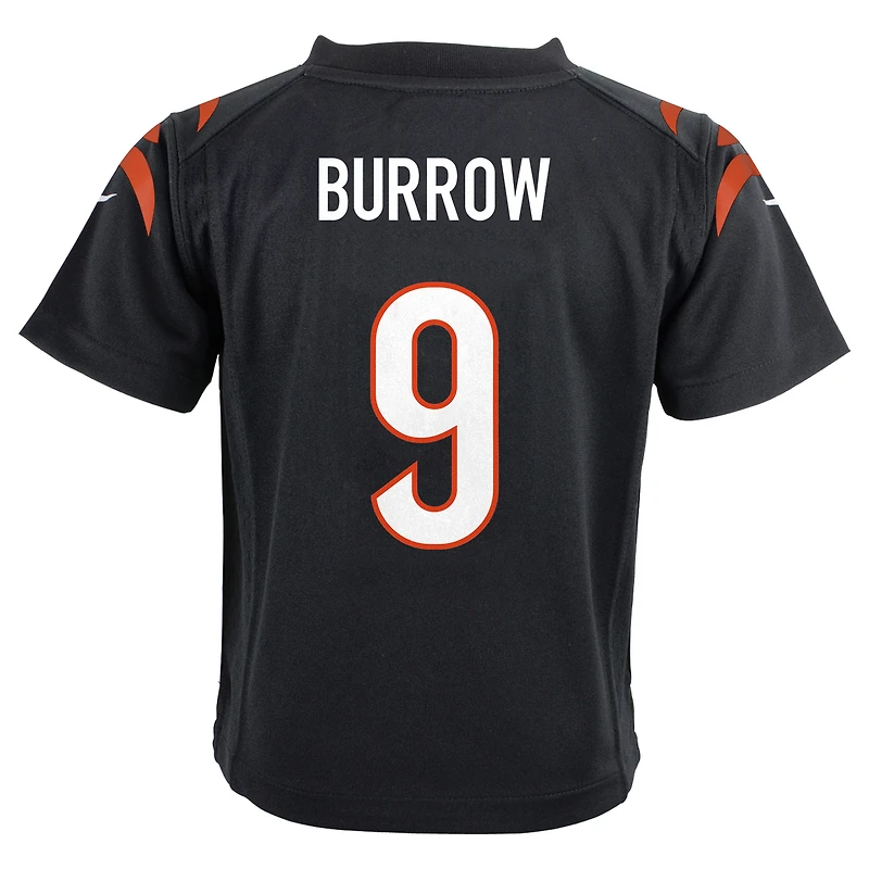 Maillot de match Nike Joe Burrow noir des Bengals Cincinnati pour enfants d'âge préscolaire