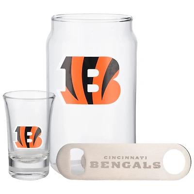 Ensemble de trois verres à bière, 2 oz, verres à liqueur et décapsuleur des Bengals de Cincinnati de The Memory Company