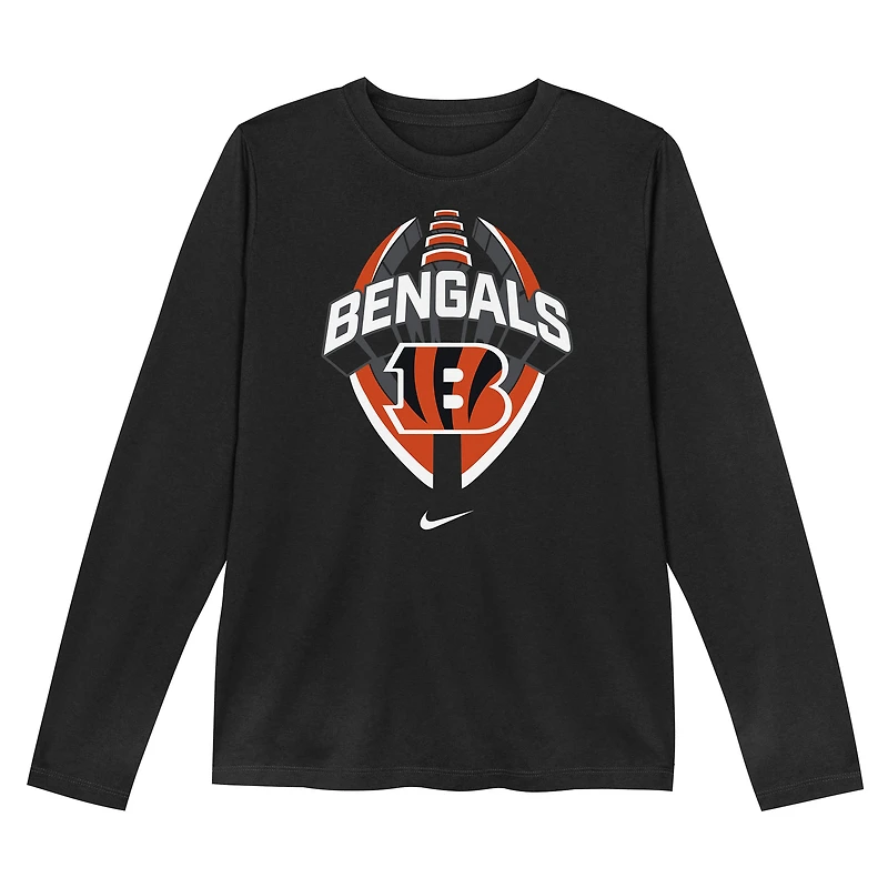 T-shirt Nike noir à manches longues pour tout-petits des Bengals de Cincinnati Primetime Legend Icon