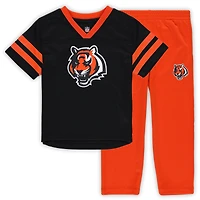 Ensemble t-shirt et pantalon à col en V noir/orange Cincinnati Bengals Red Zone pour tout-petits Outerstuff