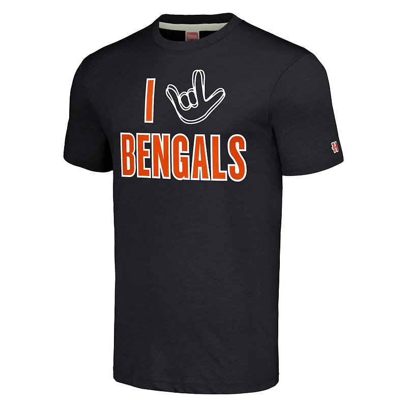 Hommage unisexe Charcoal Cincinnati Bengals La collection NFL ASL par Love Sign T-shirt triple mélange