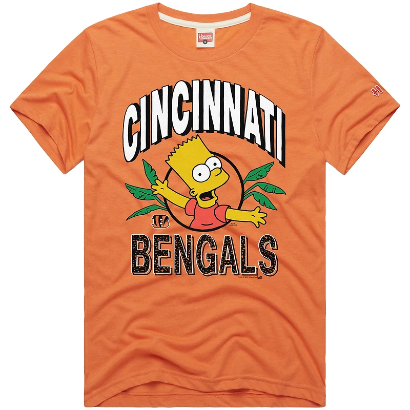 T-shirt unisexe orange Cincinnati Bengals Tri-Blend Homage x The Simpsons