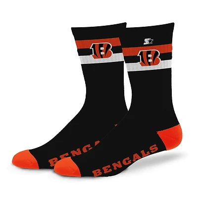Chaussettes d'équipage unisexes Starter Cincinnati Bengals Team Color Two-Stripe