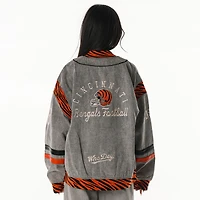 Unisex The Wild Collective  Gray Cincinnati Bengals Oversized Retro Full-Zip Jacket