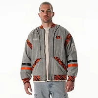 Unisex The Wild Collective  Gray Cincinnati Bengals Oversized Retro Full-Zip Jacket