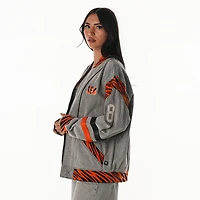 Unisex The Wild Collective  Gray Cincinnati Bengals Oversized Retro Full-Zip Jacket
