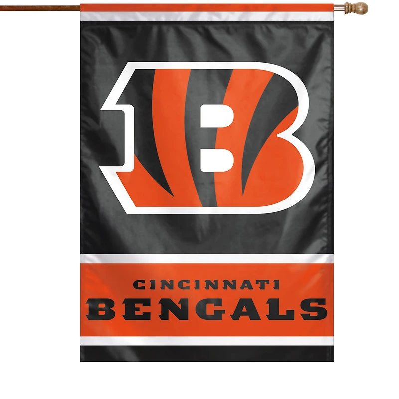 Bannière verticale simple face WinCraft Cincinnati Bengals, logo principal 28" x 40".