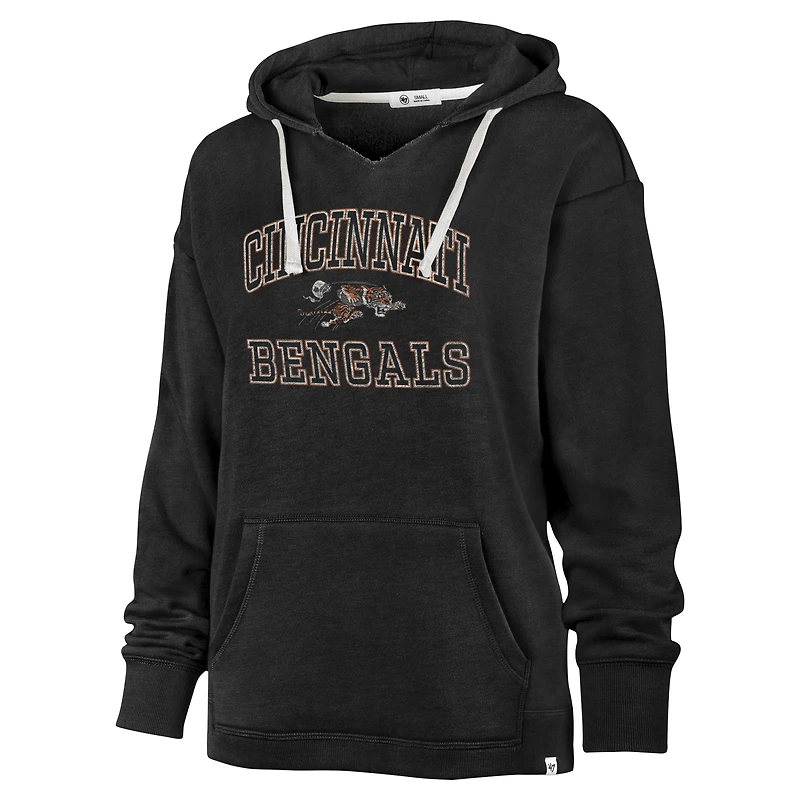 Women's '47 Black Cincinnati Bengals Clarity Kennedy Pullover Hoodie