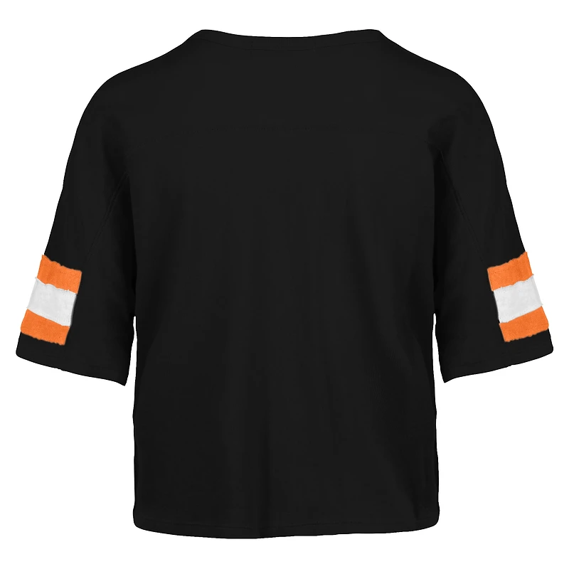 T-shirt court à col en V pour femme Cincinnati Bengals Double Header Scout '47 Black