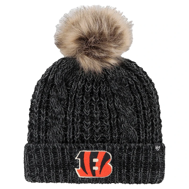 Women's '47 Black Cincinnati Bengals Meeko Cuffed Knit Hat with Pom