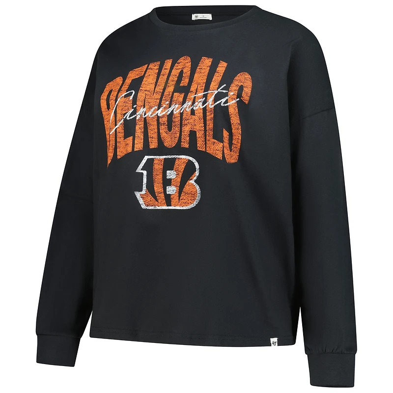 Women's '47 Black Cincinnati Bengals Plus Muse Sydney Long Sleeve T-Shirt