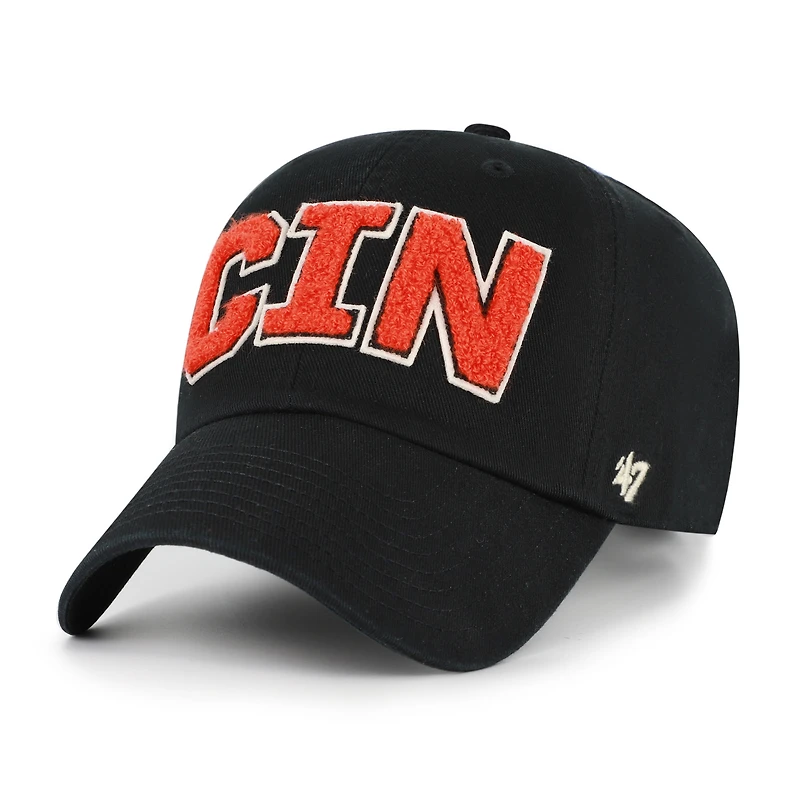 Casquette ajustable Zoey Clean Up noire '47 pour femme des Bengals de Cincinnati