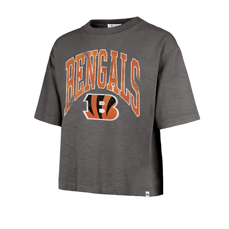 Women's '47  Charcoal Cincinnati Bengals Cropped Mindi Slub T-Shirt