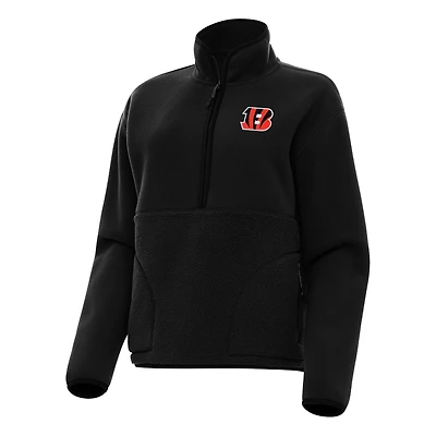 Sweat-shirt demi-zippé noir Antigua pour femme des Bengals de Cincinnati
