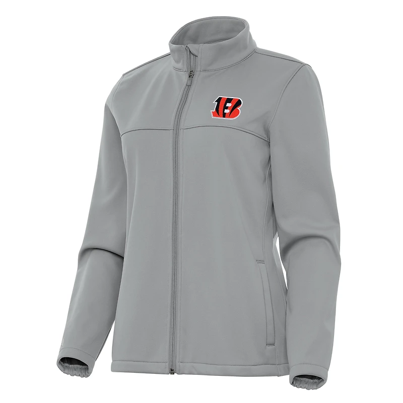Veste de golf zippée intégrale Cincinnati Bengals Links 2 pour femme, gris antigua