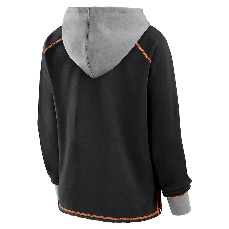 Sweat à capuche col en V polaire noir Cincinnati Bengals Boom pour femme
