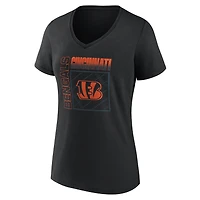 T-shirt noir à col en V pour femme, style « Home Field Pop » des Bengals de Cincinnati, avec nom et numéro personnalisés