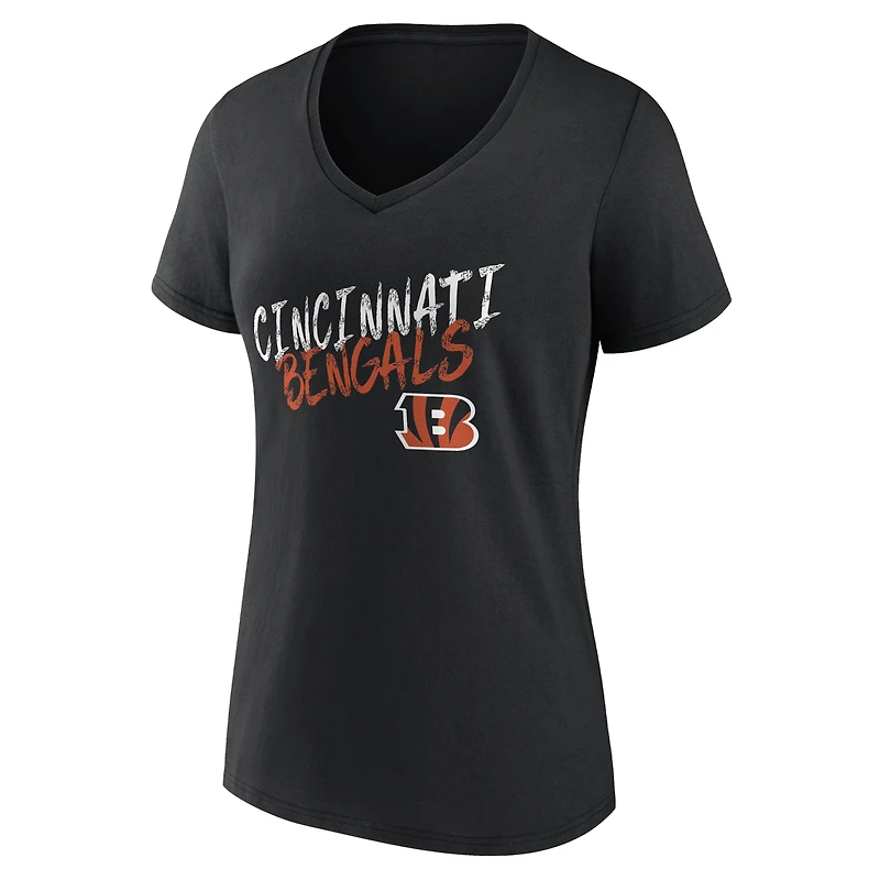 Women's Black Cincinnati Bengals Hustle Personalized Name & Number V-Neck T-Shirt
