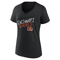 Women's Black Cincinnati Bengals Hustle Personalized Name & Number V-Neck T-Shirt