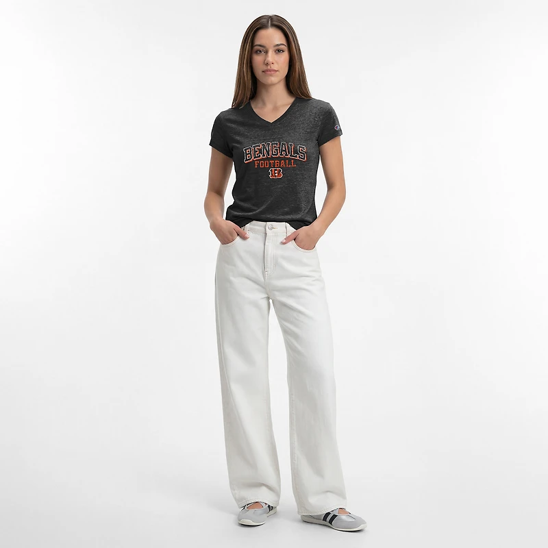 T-shirt à col en V Champion Black Cincinnati Bengals Triumph pour femmes