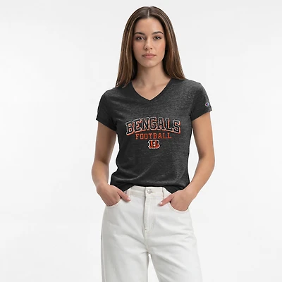 Women's Champion Black Cincinnati Bengals Triumph Tri-Blend V-Neck T-Shirt