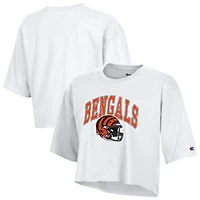 Women's Champion  White Cincinnati Bengals Boyfriend Cropped T-Shirt