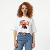 Women's Champion  White Cincinnati Bengals Boyfriend Cropped T-Shirt