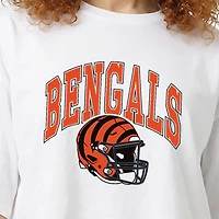 Women's Champion  White Cincinnati Bengals Boyfriend Cropped T-Shirt