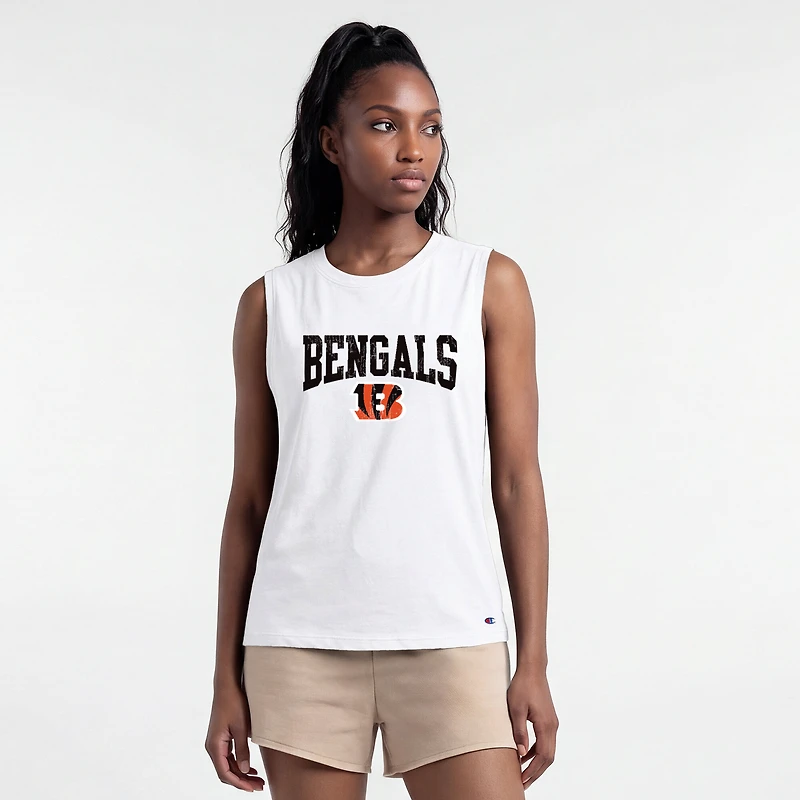 Women's Champion  White Cincinnati Bengals Muscle Tank Top